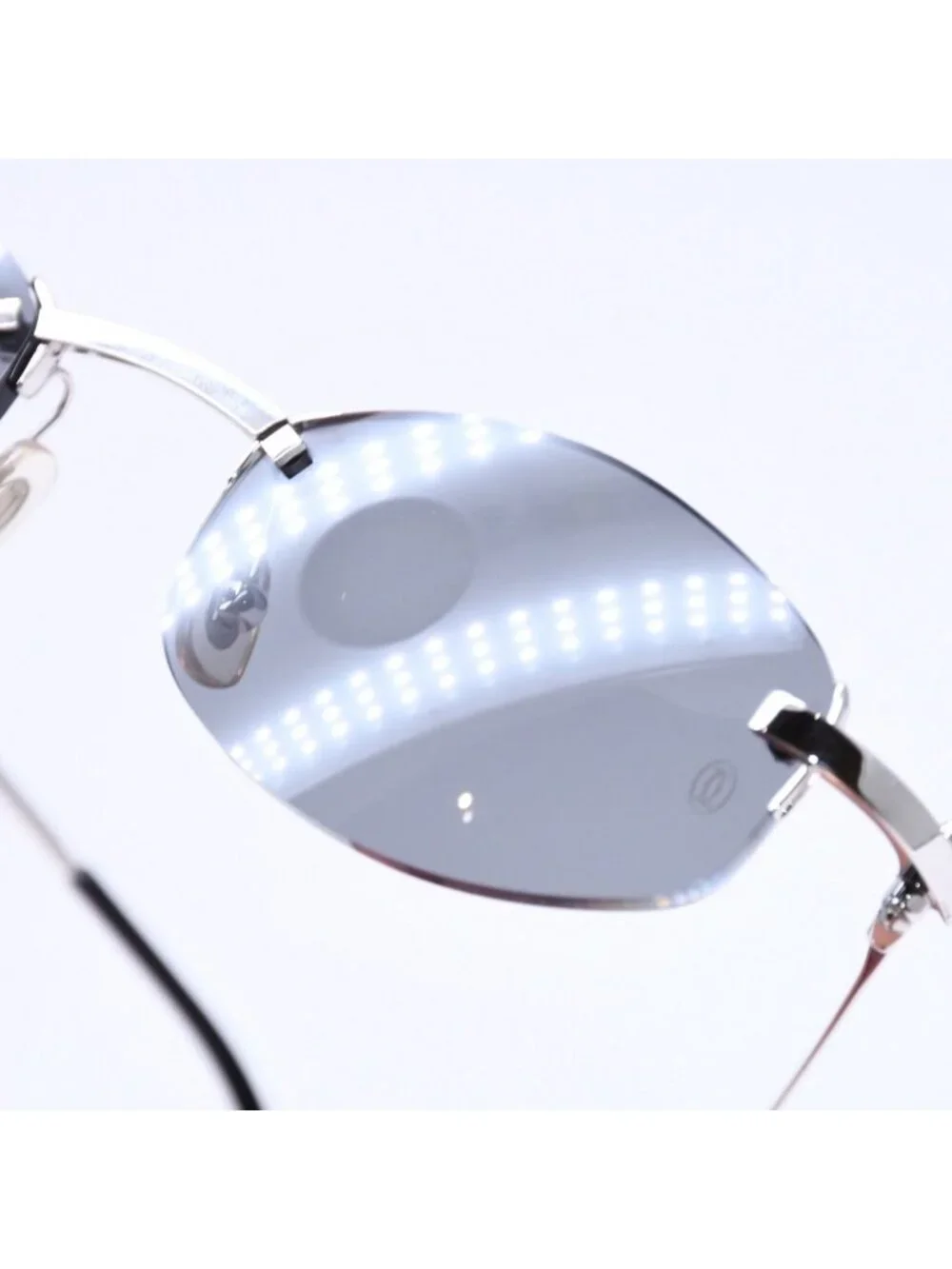 Cartier Rimless Oval Sunglasses 2C Motif Black Allie Silver Eyewear